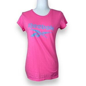 Reebok Pink Cap Sleeve Rounded Neckline T-Shirt L